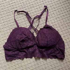 Aerie Crossback Maroon Lace Bralette Size Medium